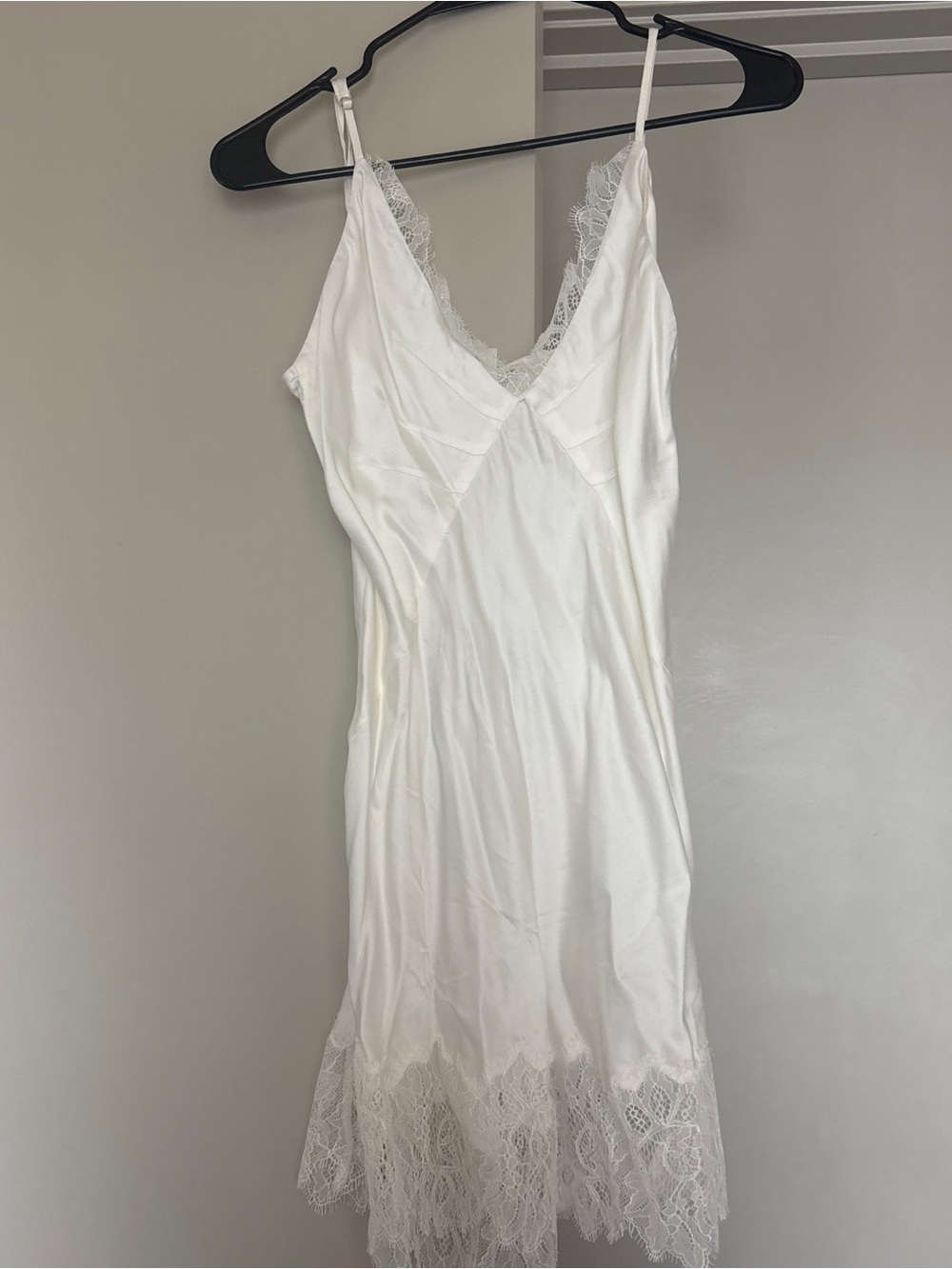 Shona Joy White Lace-Trim Slip Dress
